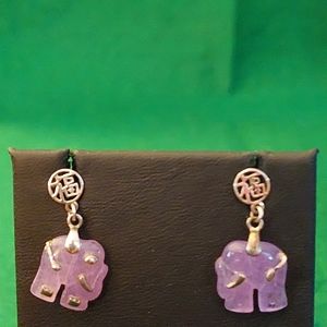 COPY - STERLING SILVER AND PURPLE JADE EARRINGS